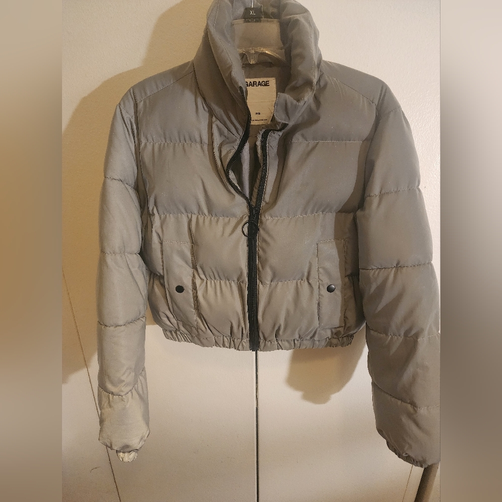Garage Women's Gray Puffer Jacket - Picture 1 of 6